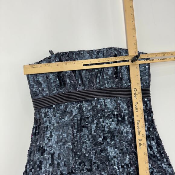 Badgley Mischka Dress Womens 4‎ Blue Sequin Mini Strapless Vintage Cocktail Silk - Picture 6 of 7